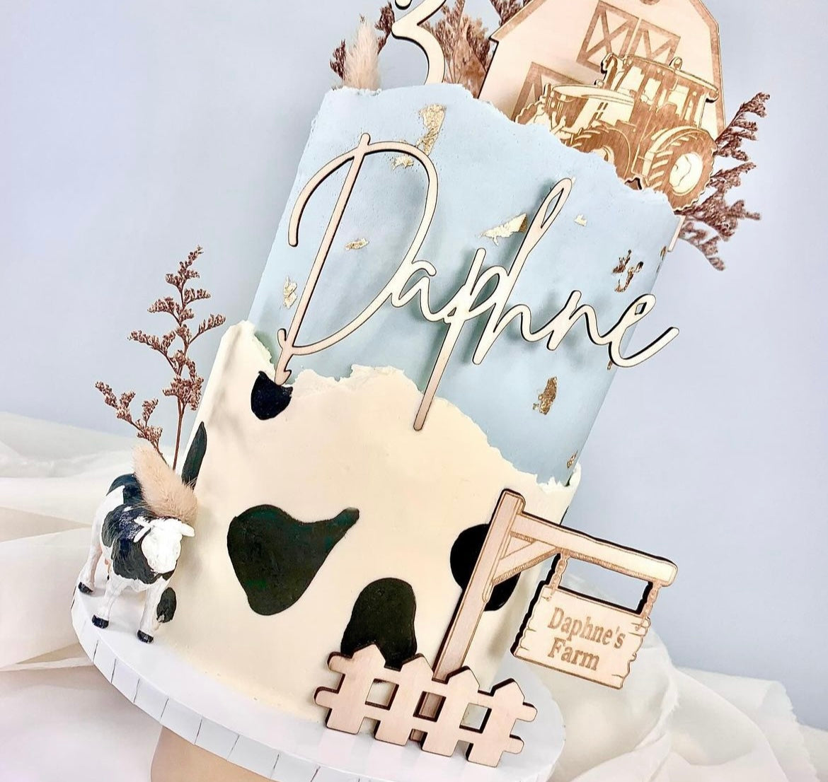 Farm Cake Topper Set - Wooden Cake Decoration