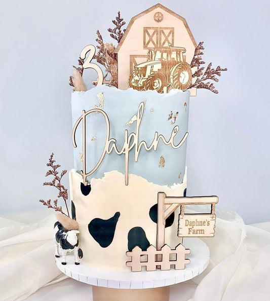 Farm Cake Topper Set - Wooden Cake Decoration