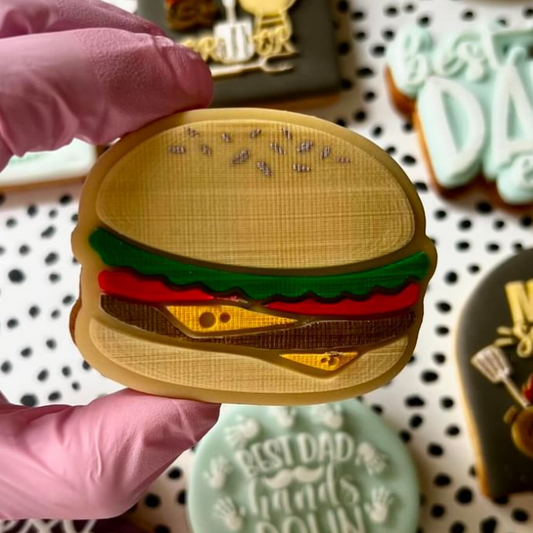 Burger Embosser and Cookie Cutter Set.