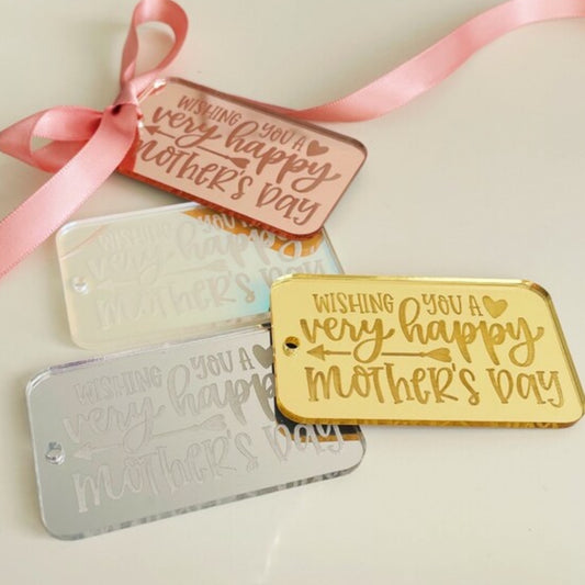 Rectangle Acrylic Gift Tags Wishing You a Very Happy Mother's Day.