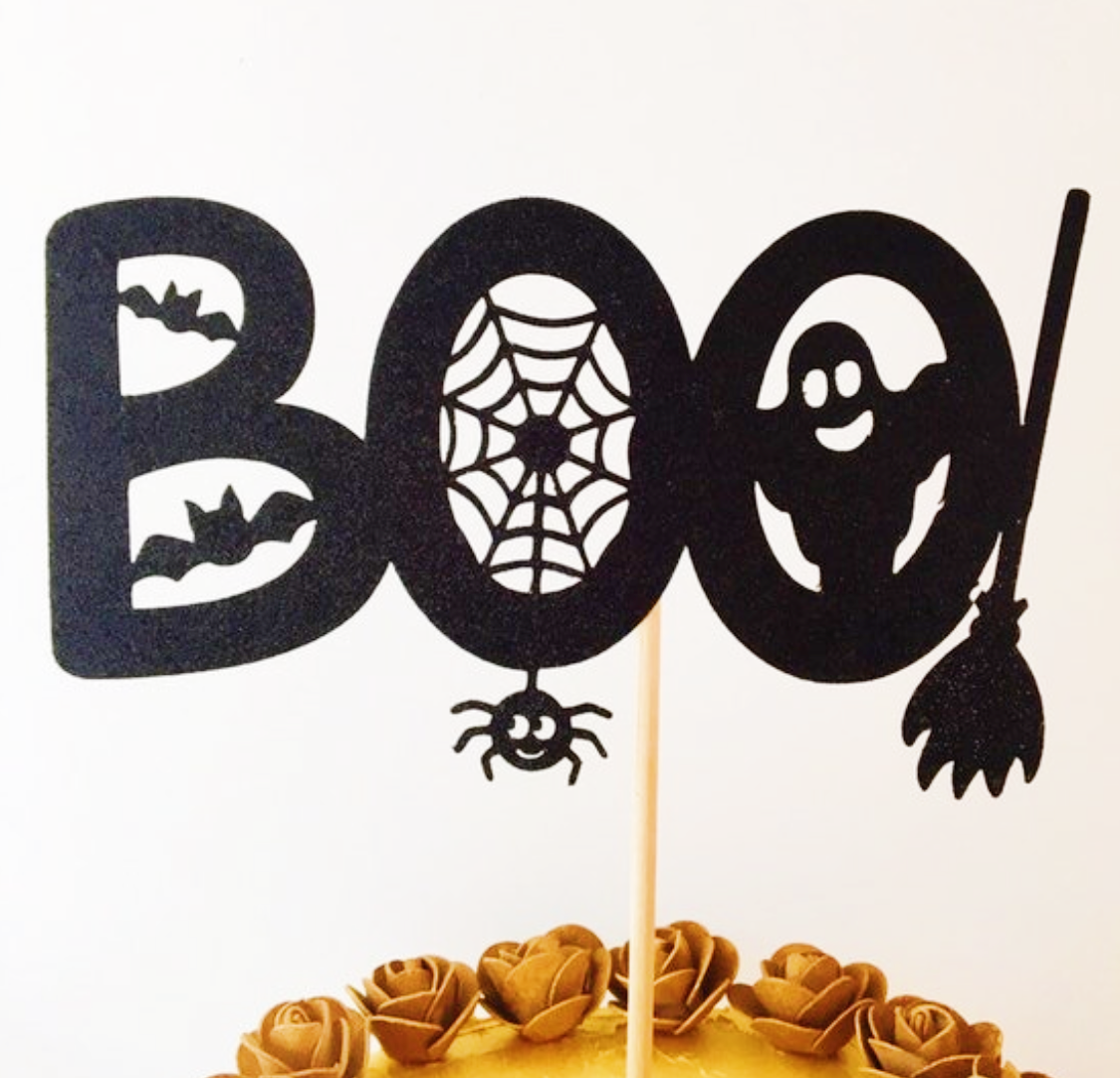 Boo! Glitter Cake Topper