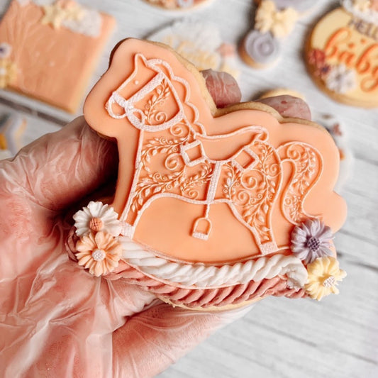 Rocking Horse Embosser and Matching Cookie Cutter Set.