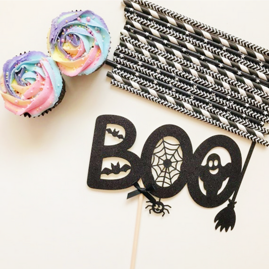 Boo! Glitter Cake Topper