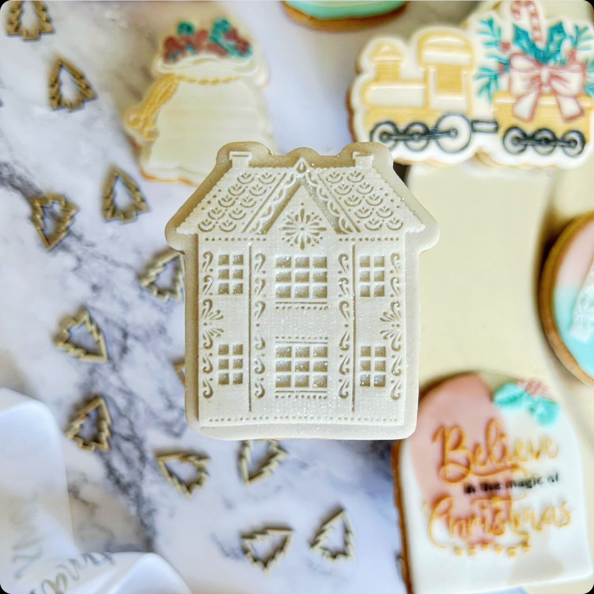 Christmas House Embosser and Matching Cookie Cutter Set.