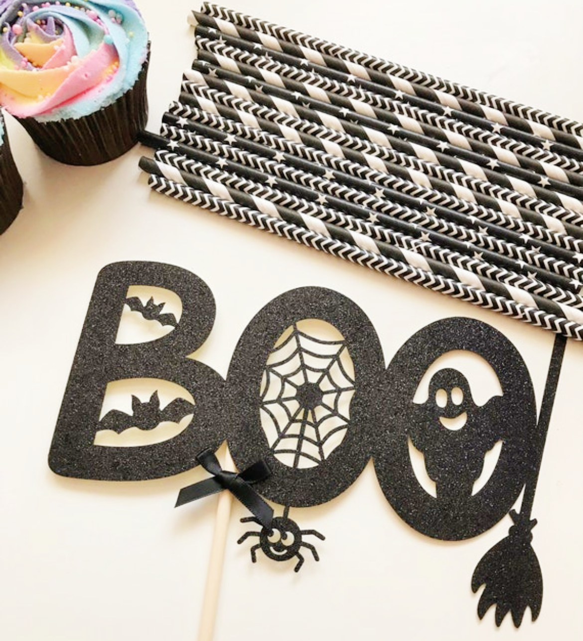 Boo! Glitter Cake Topper