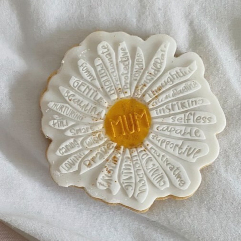 Sunflower Mum Words Embosser and Matching Cookie Cutter Set.