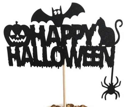 Happy Halloween Glitter Cake Topper