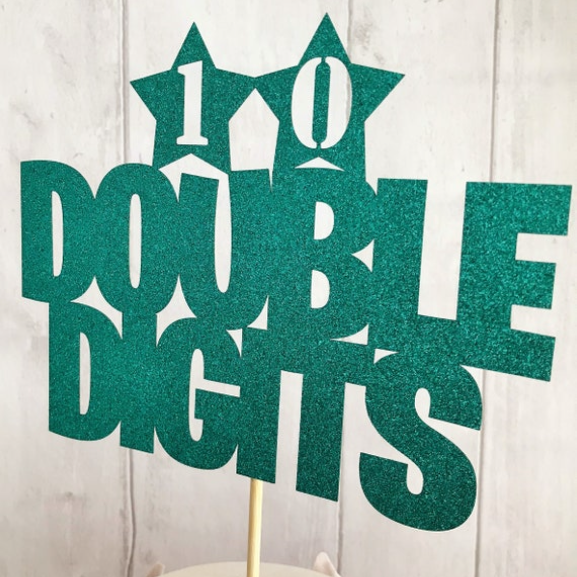 Double Digits Glitter Card Topper