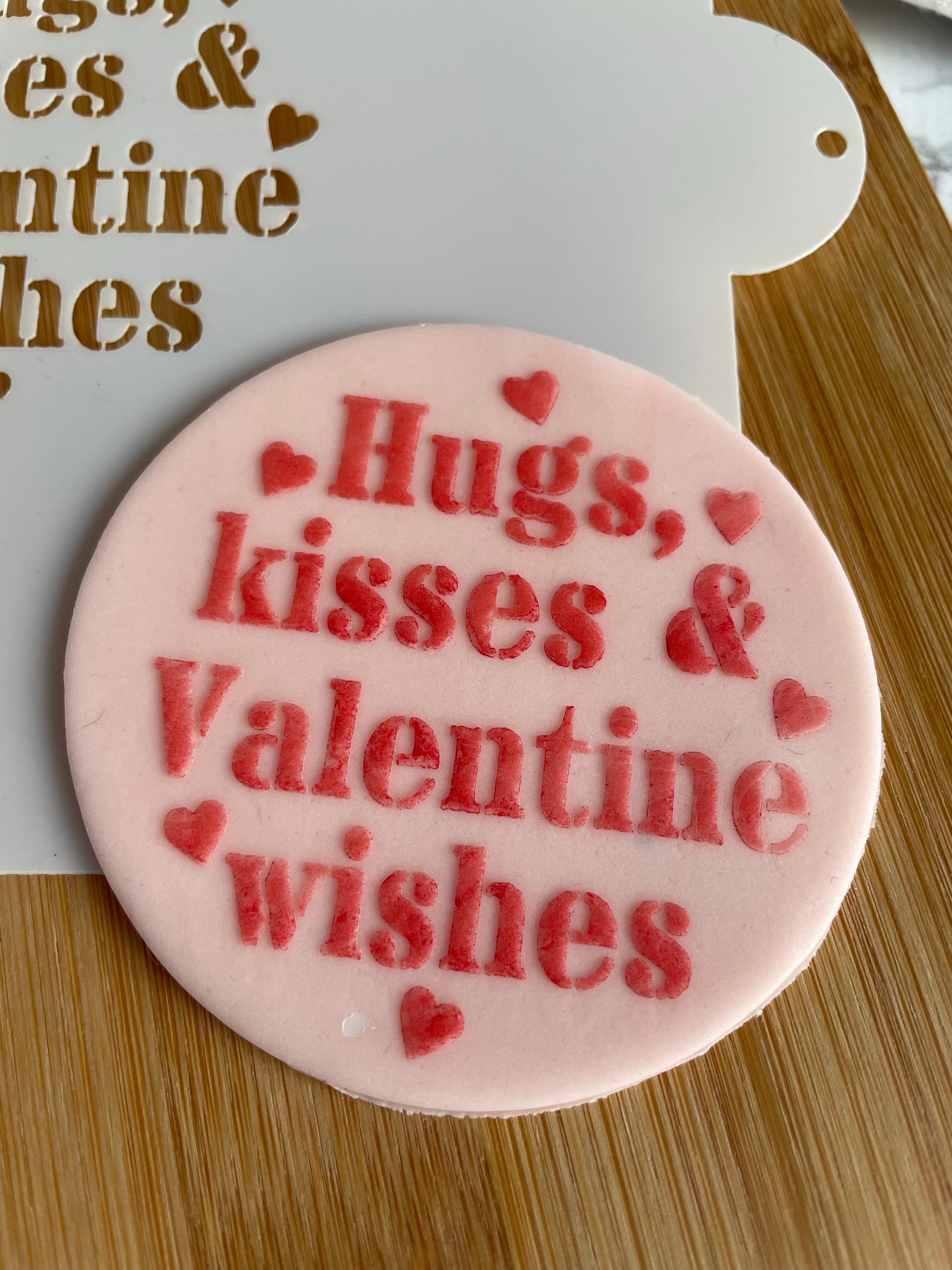 Hugs and Kisses Valentine Wishes Message Stencil